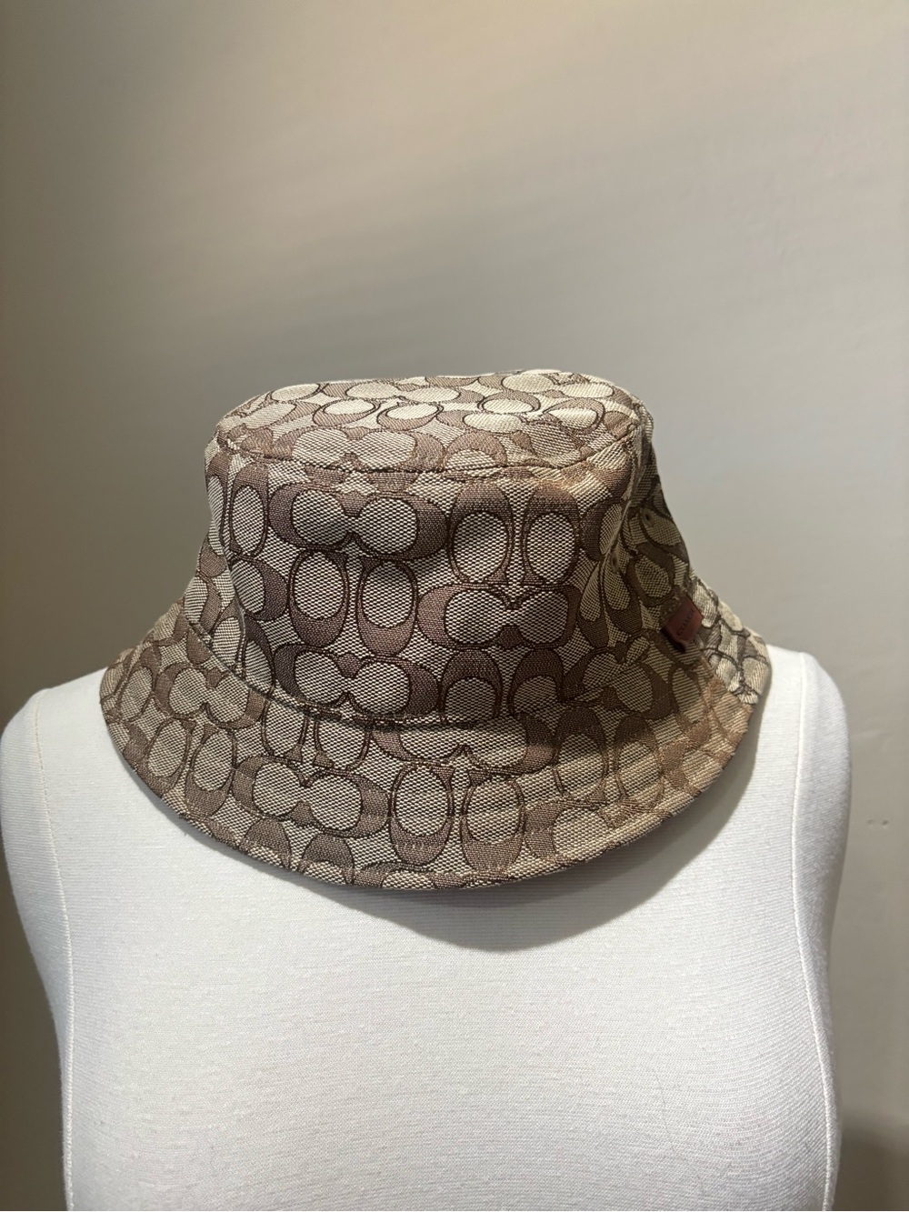 Coach Tan Signature Logo Bucket Hat